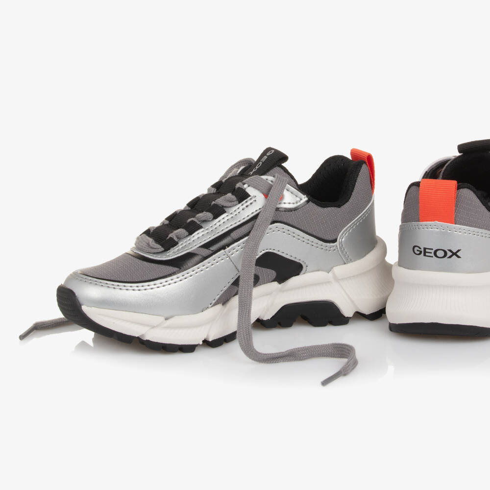 Geox-Boys Metallic Silver Trainers | Childrensalon Outlet