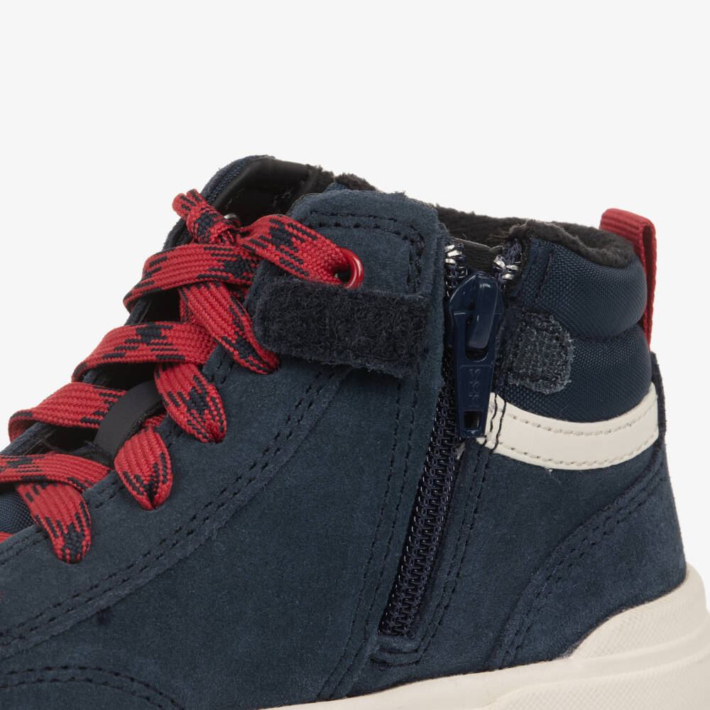 Geox-Boys Navy and Red High-Top Trainers | Childrensalon Outlet