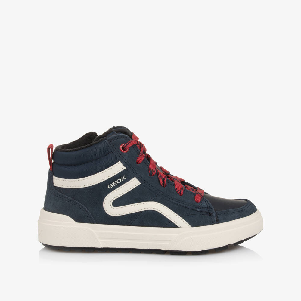 Geox-Boys Navy and Red High-Top Trainers | Childrensalon Outlet