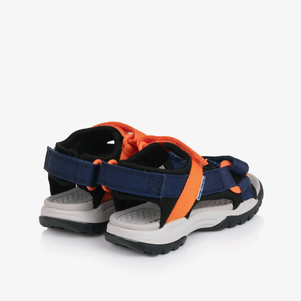 Geox-Boys Navy Blue & Bright Orange Textile Sandals | Childrensalon Outlet
