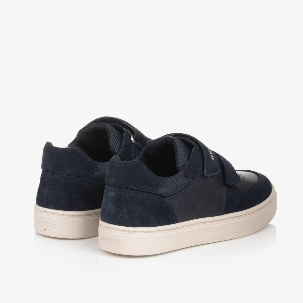 Geox-Boys Navy Blue Leather Velcro Trainers | Childrensalon Outlet