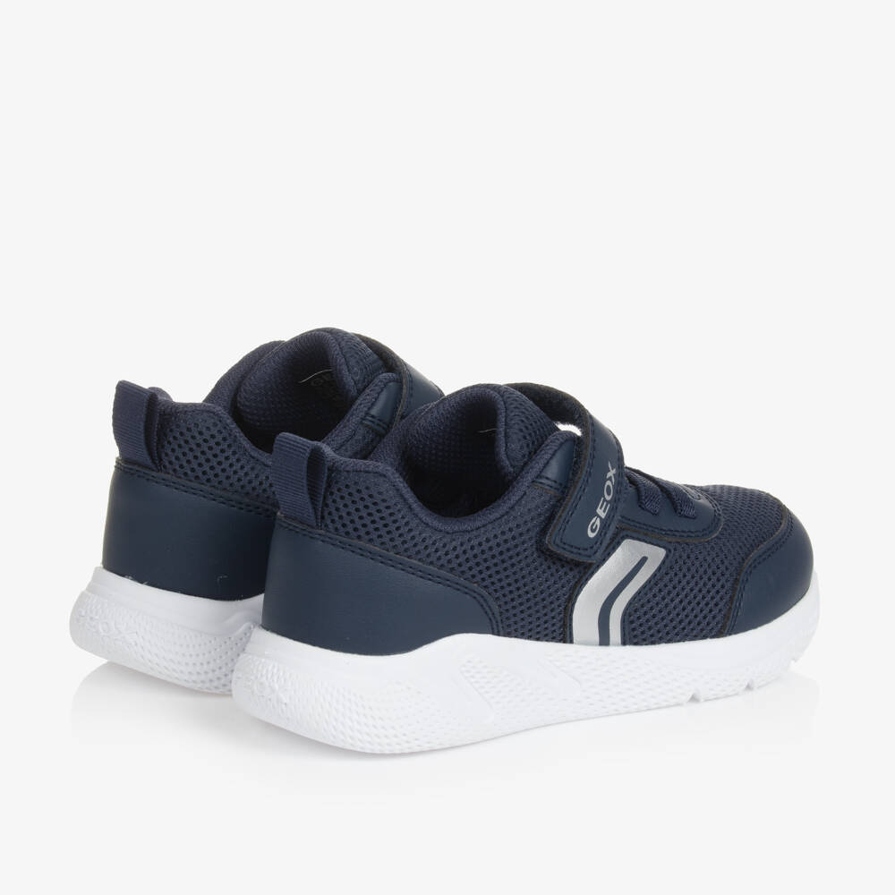 Geox-Boys Navy Blue Mesh Velcro Trainers | Childrensalon Outlet