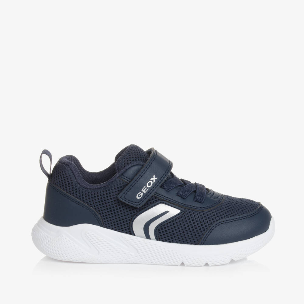 Geox-Boys Navy Blue Mesh Velcro Trainers | Childrensalon Outlet
