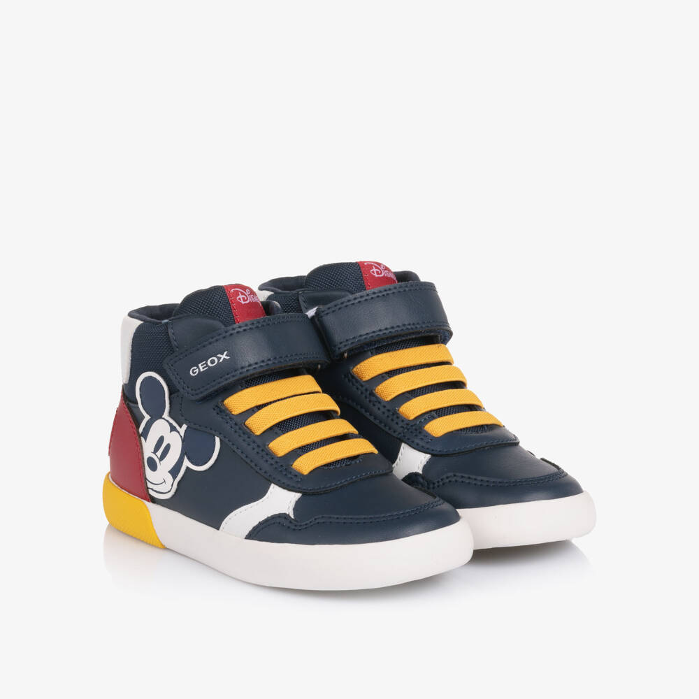 Geox-Boys Navy Blue Mickey Mouse High Top Trainers | Childrensalon Outlet