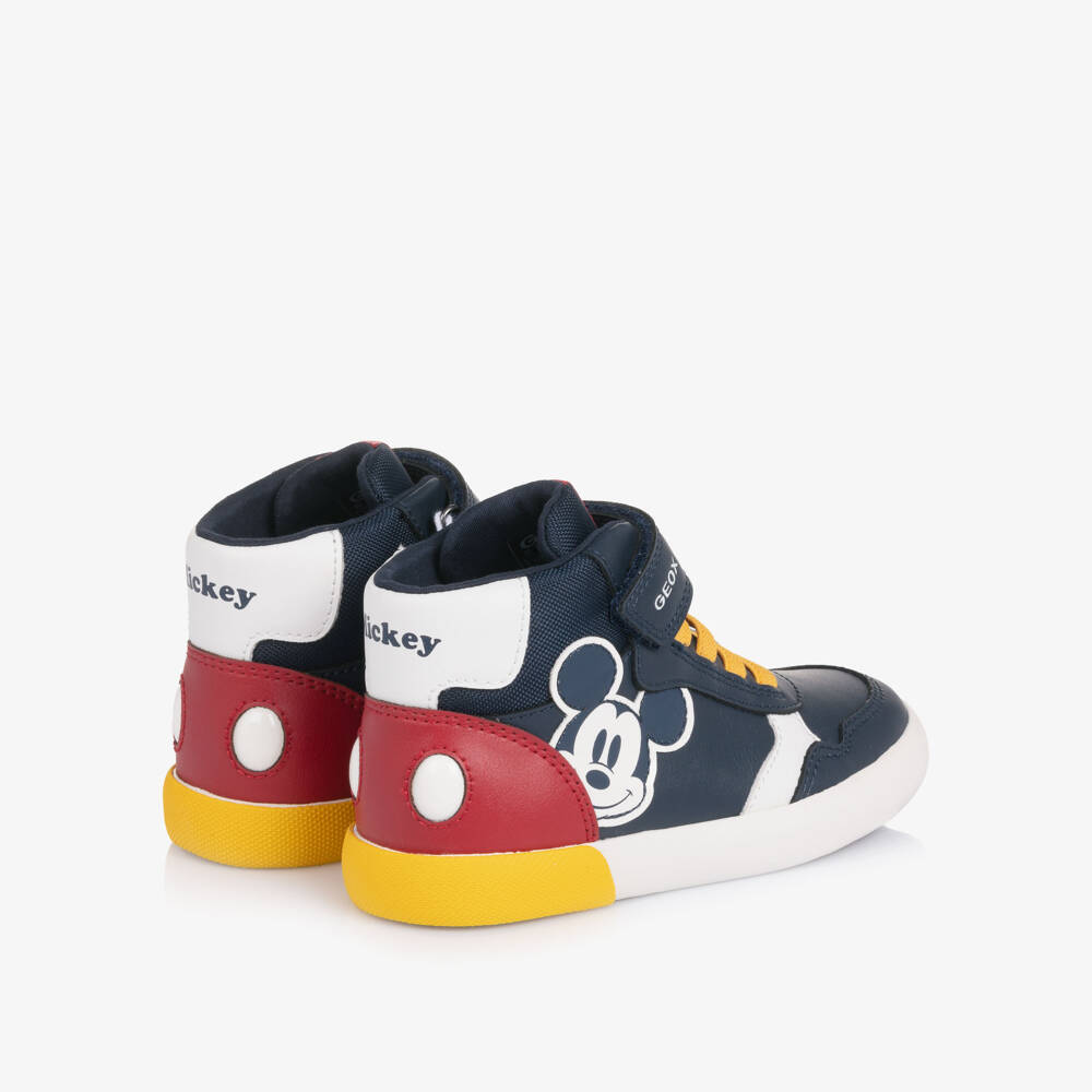 Geox-Boys Navy Blue Mickey Mouse High Top Trainers | Childrensalon Outlet