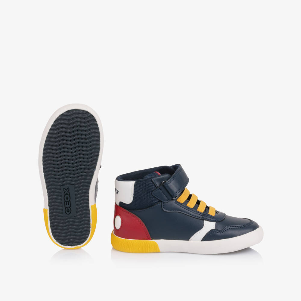 Geox-Boys Navy Blue Mickey Mouse High Top Trainers | Childrensalon Outlet