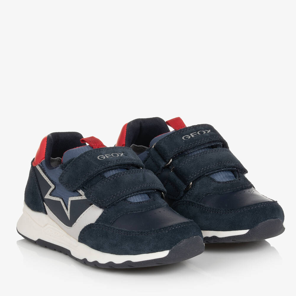 Geox - Boys Navy Blue Star Velcro Trainers | Childrensalon