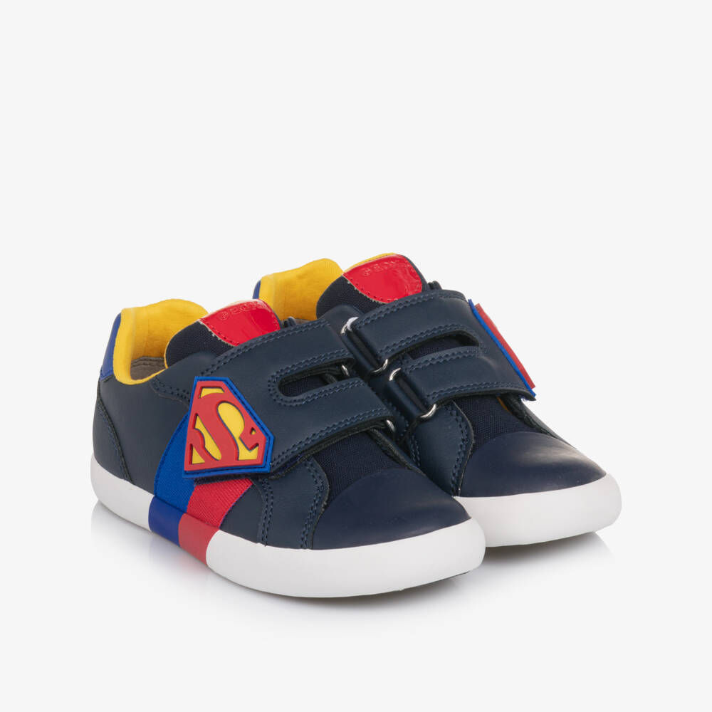 Geox-Boys Navy Blue Superman Velcro Trainers | Childrensalon Outlet