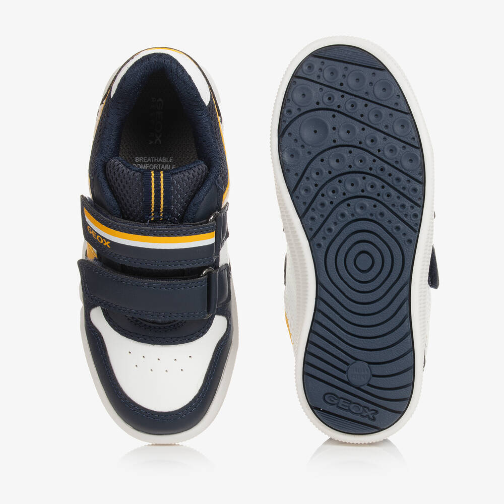 جيوكس-ترينرز بشريط لاصق جلد صناعي لون أبيض وكحلي | Childrensalon Outlet