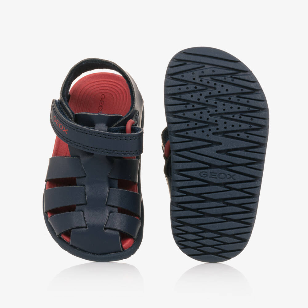Geox-Boys Navy Faux Leather Footwear | Childrensalon Outlet
