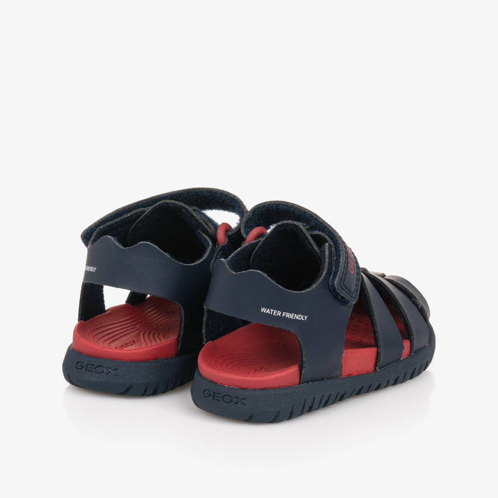Geox-Boys Navy Faux Leather Footwear | Childrensalon Outlet