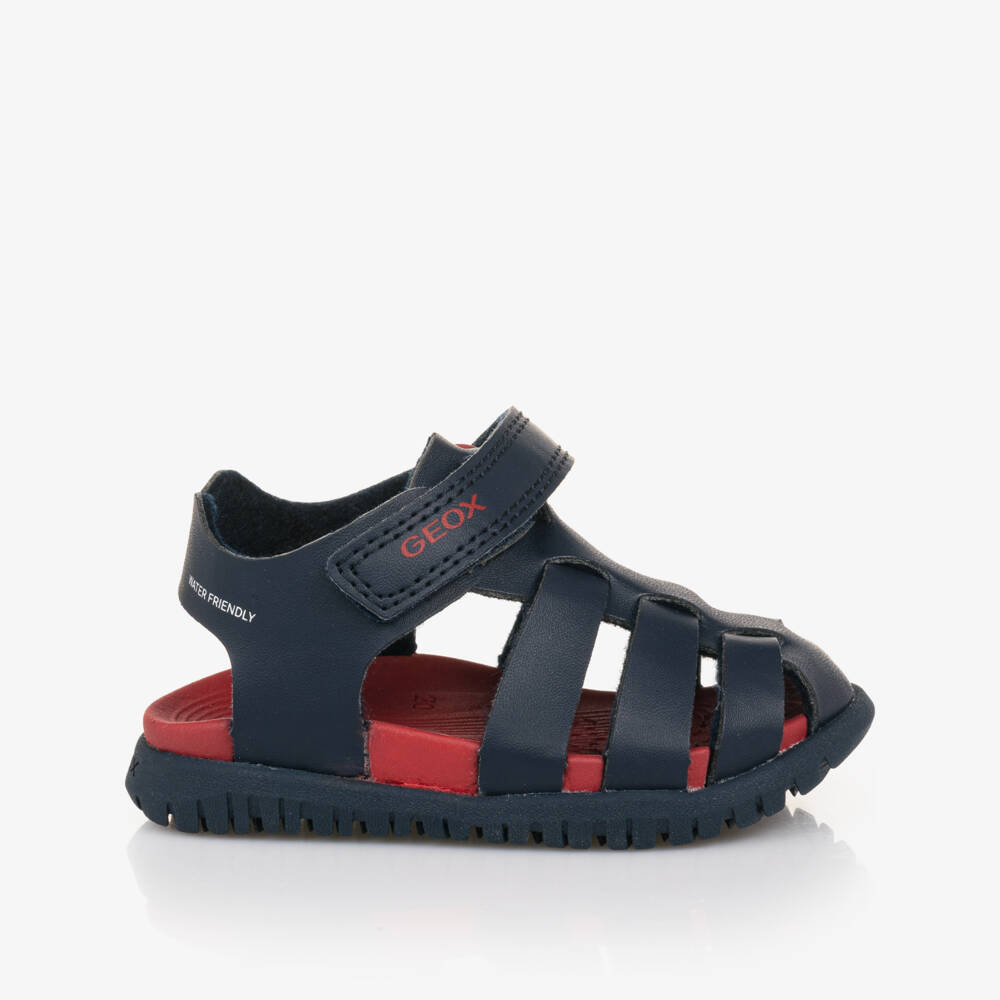 Geox-Boys Navy Faux Leather Footwear | Childrensalon Outlet