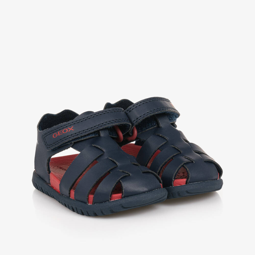 Geox-Boys Navy Faux Leather Footwear | Childrensalon Outlet