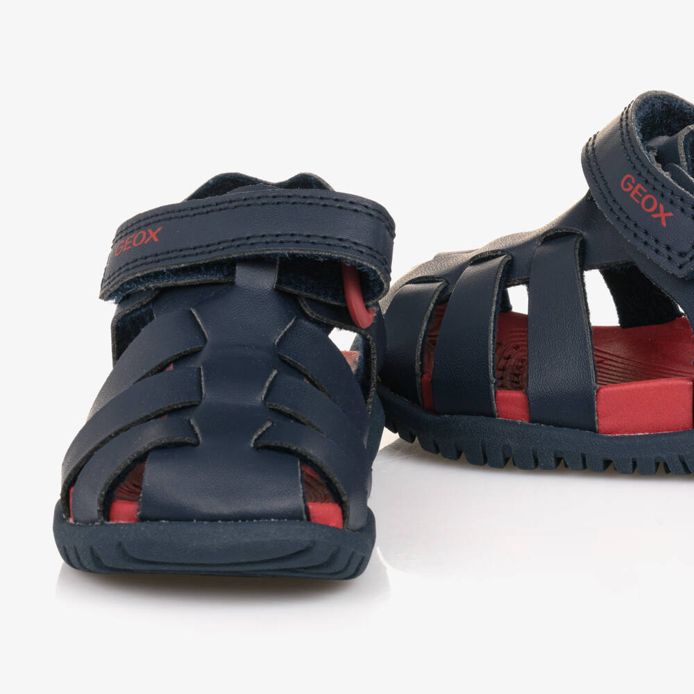 Geox-Boys Navy Faux Leather Footwear | Childrensalon Outlet
