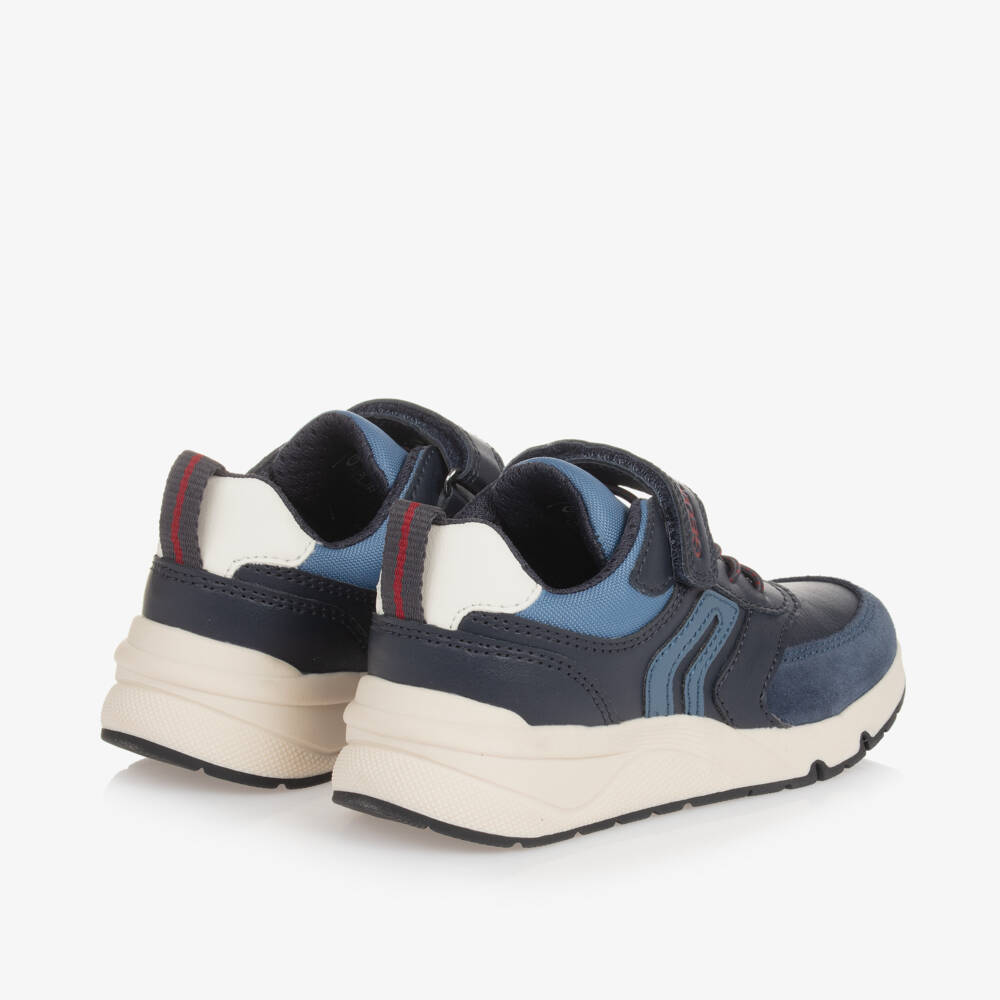 Geox-Boys Navy Mesh & Leather Trainers | Childrensalon Outlet