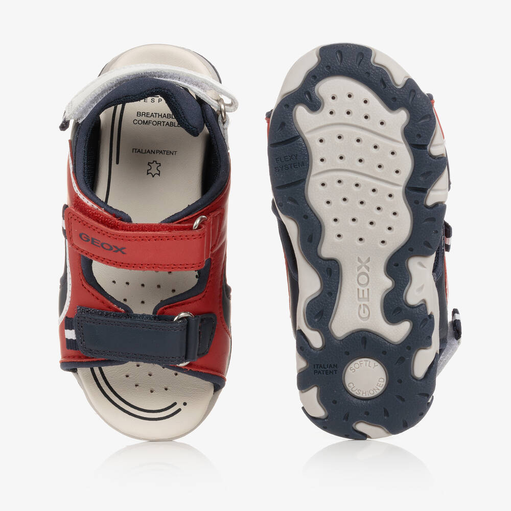 Geox-Boys Red & Blue Leather Sandals | Childrensalon Outlet