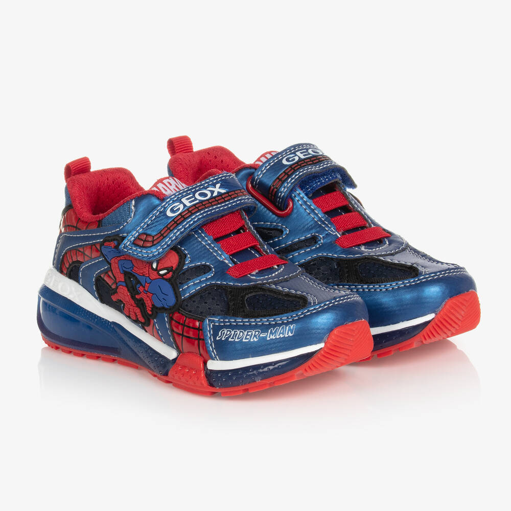 Geox Boys Red Blue Marvel Light Up Trainers Childrensalon Outlet