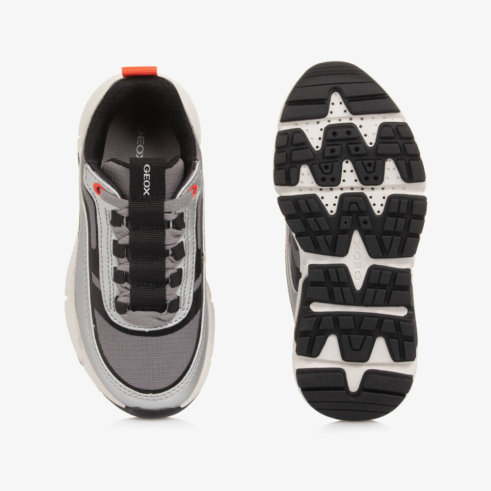 Geox-Boys Silver & Black Lace-Up Trainers | Childrensalon Outlet