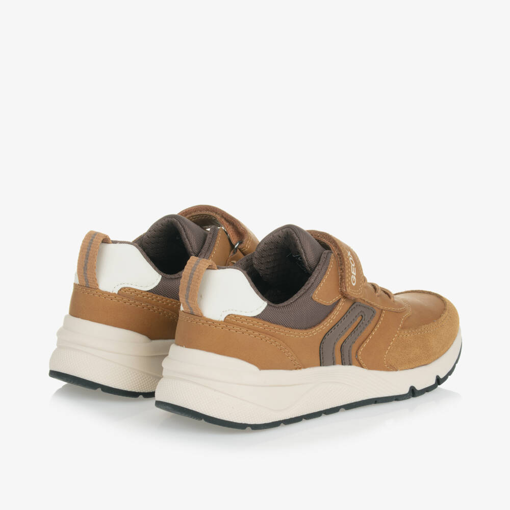 Geox-Boys Tan Faux Leather Trainers | Childrensalon Outlet