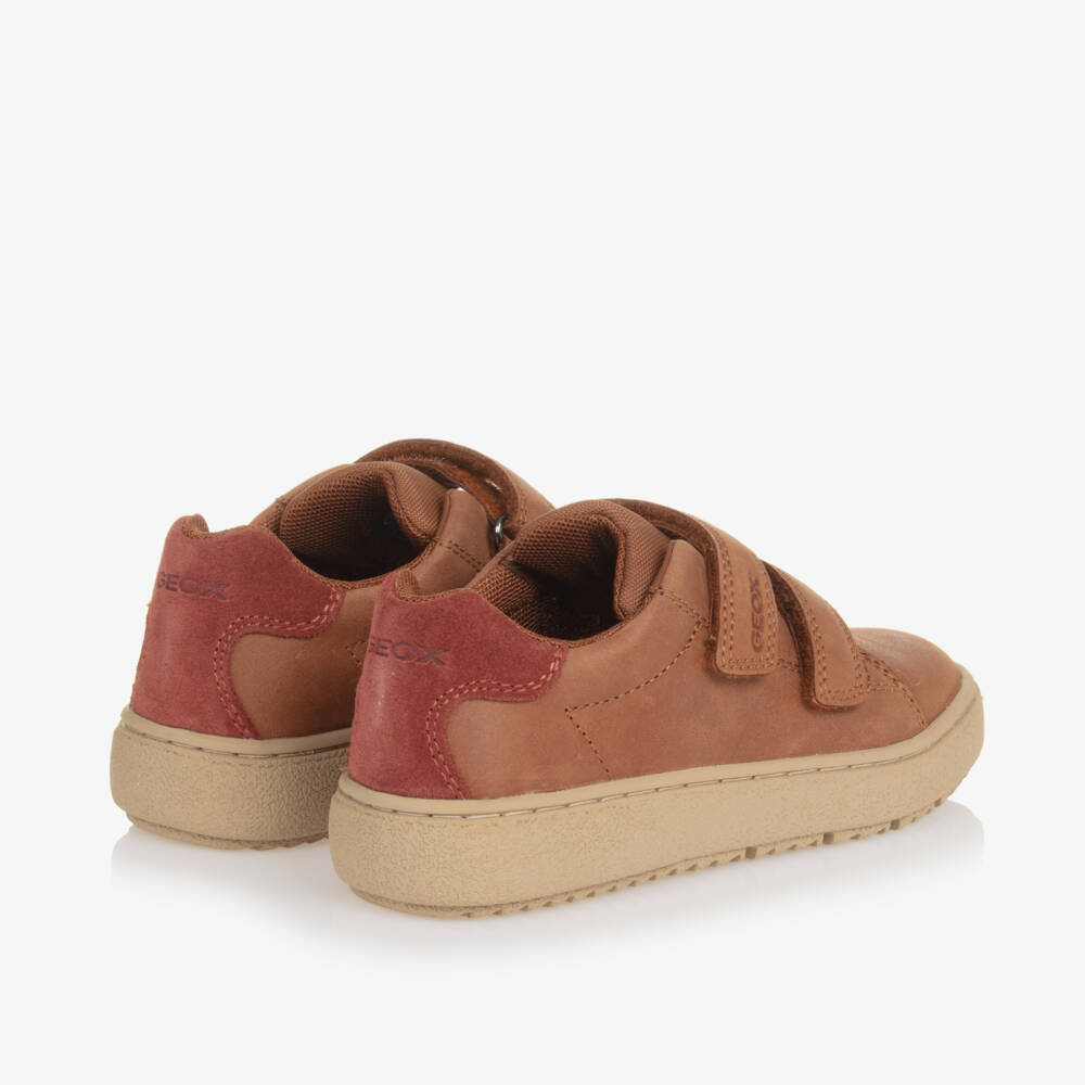 Geox-Boys Tan Leather Strap Trainers | Childrensalon Outlet