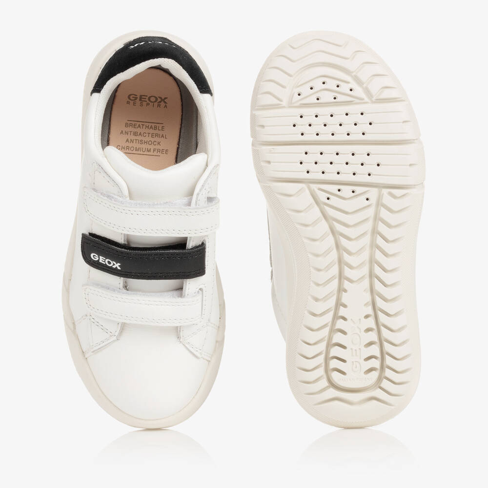 Geox white leather trainers discount