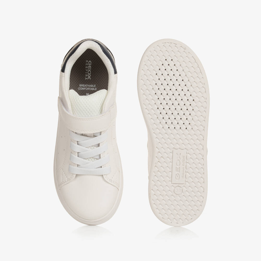 Geox-Boys White Faux Leather Trainers | Childrensalon Outlet
