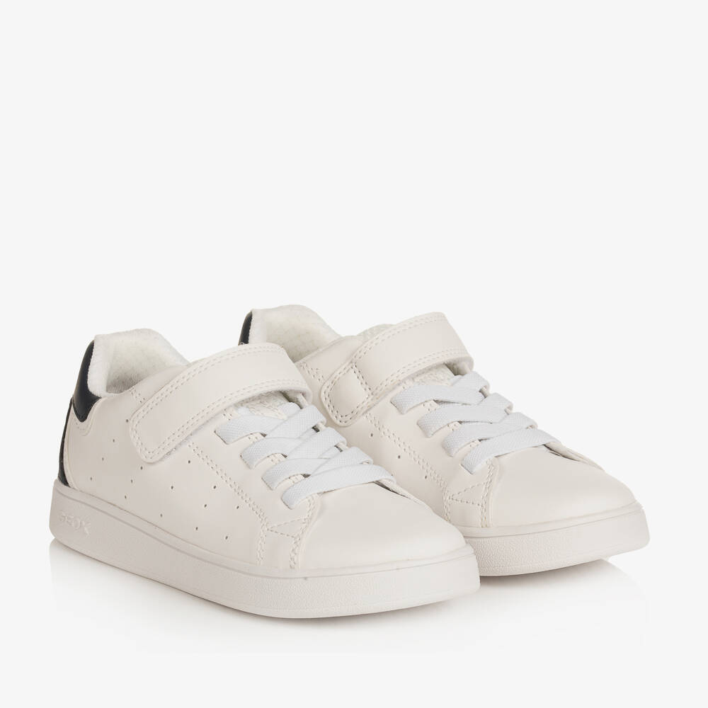 Geox-Boys White Faux Leather Trainers | Childrensalon Outlet