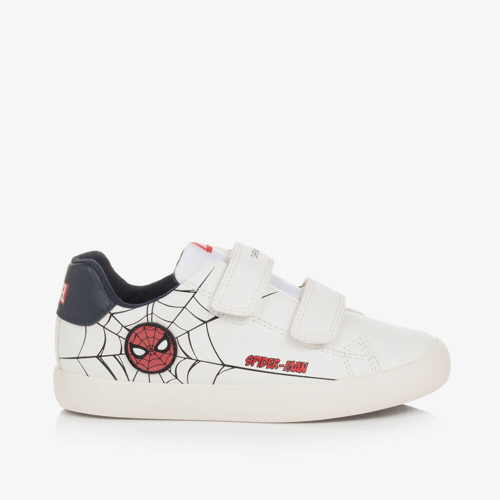 Geox Boys White Marvel Spiderman Trainers Childrensalon Outlet
