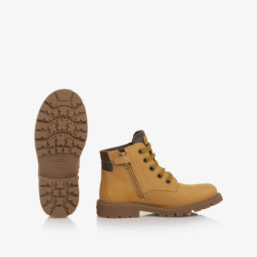 Geox-Boys Yellow-Brown Ankle Boots with Side Zip | Childrensalon Outlet