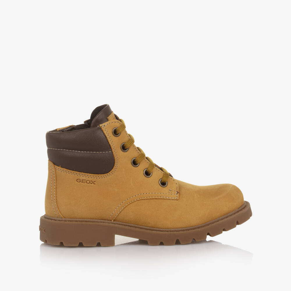 Geox-Boys Yellow-Brown Ankle Boots with Side Zip | Childrensalon Outlet