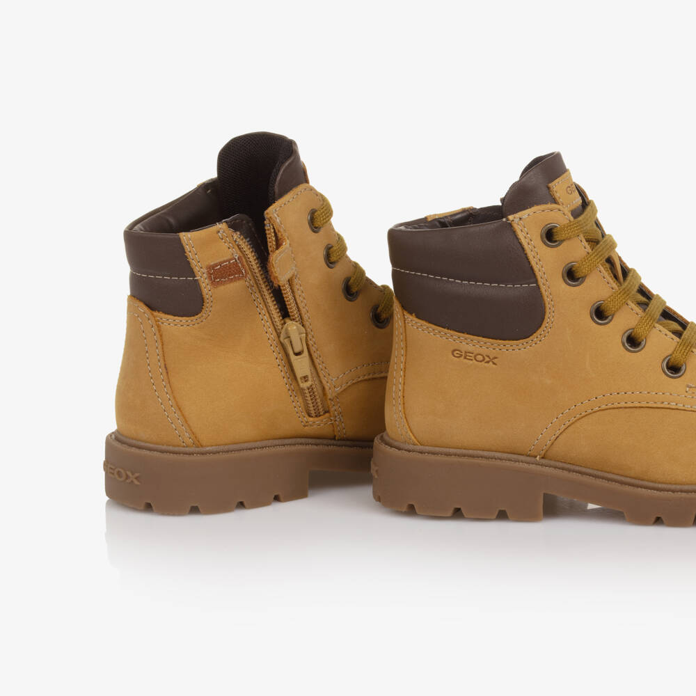 Geox-Boys Yellow-Brown Ankle Boots with Side Zip | Childrensalon Outlet
