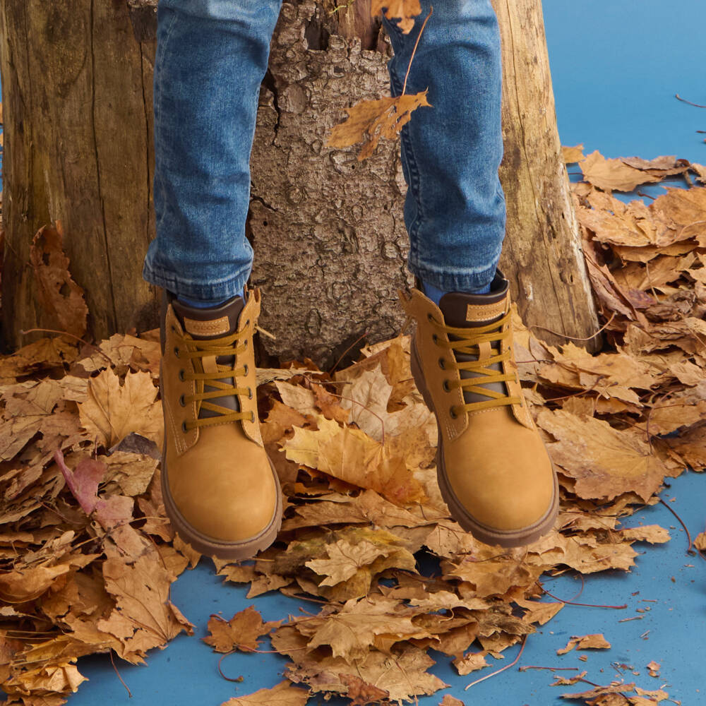 Geox-Boys Yellow-Brown Ankle Boots with Side Zip | Childrensalon Outlet