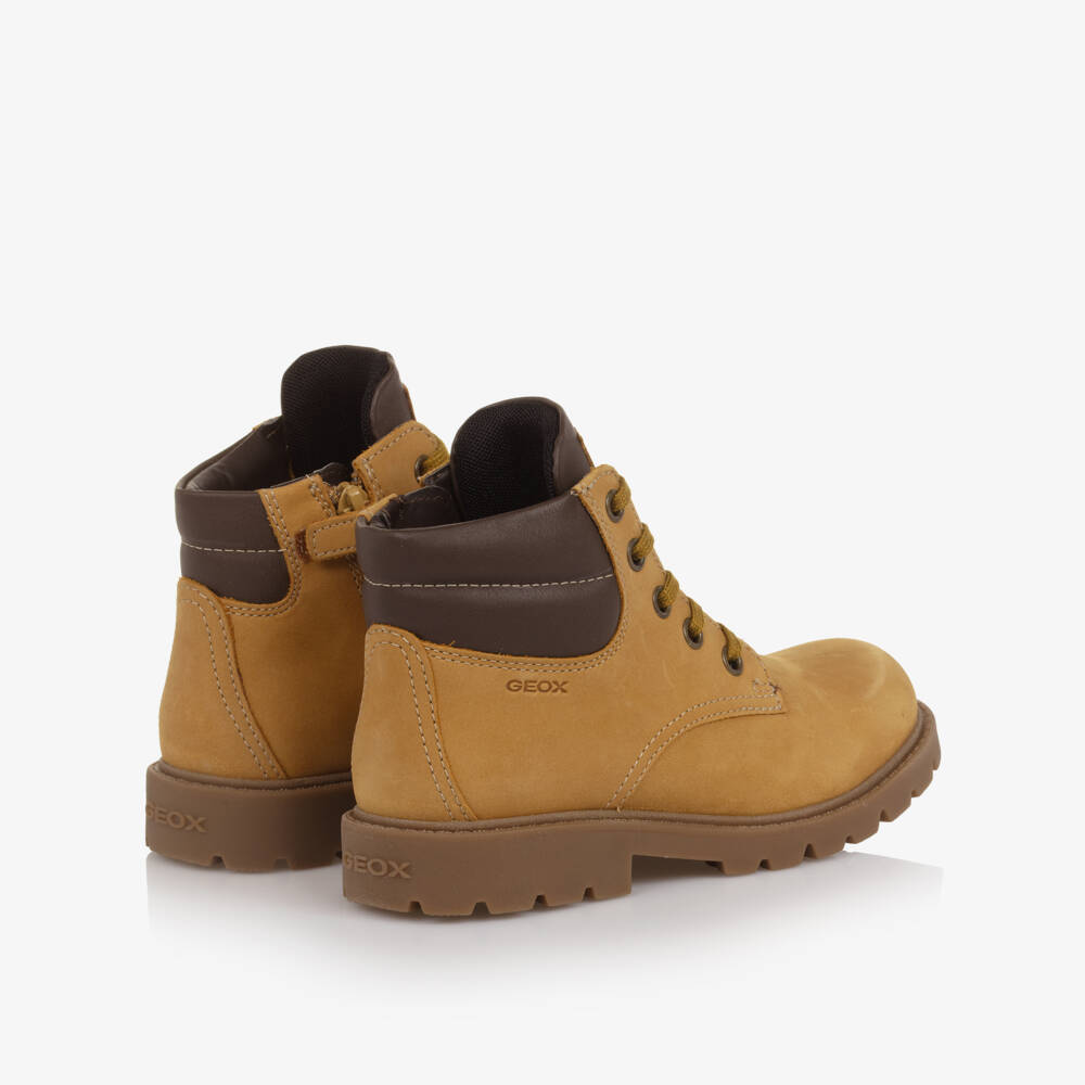 Geox-Boys Yellow-Brown Ankle Boots with Side Zip | Childrensalon Outlet