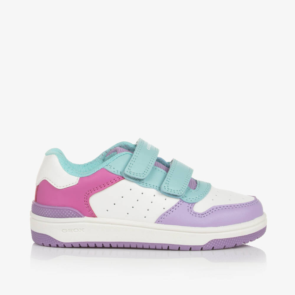 Geox-Girls Aqua and Lilac Velcro Trainers | Childrensalon Outlet