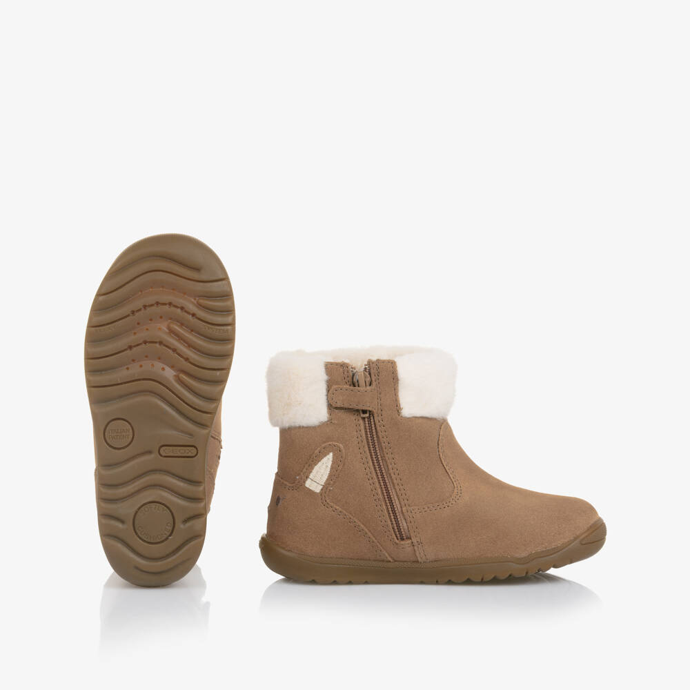 Geox-Girls Beige Suede Leather Boots | Childrensalon Outlet