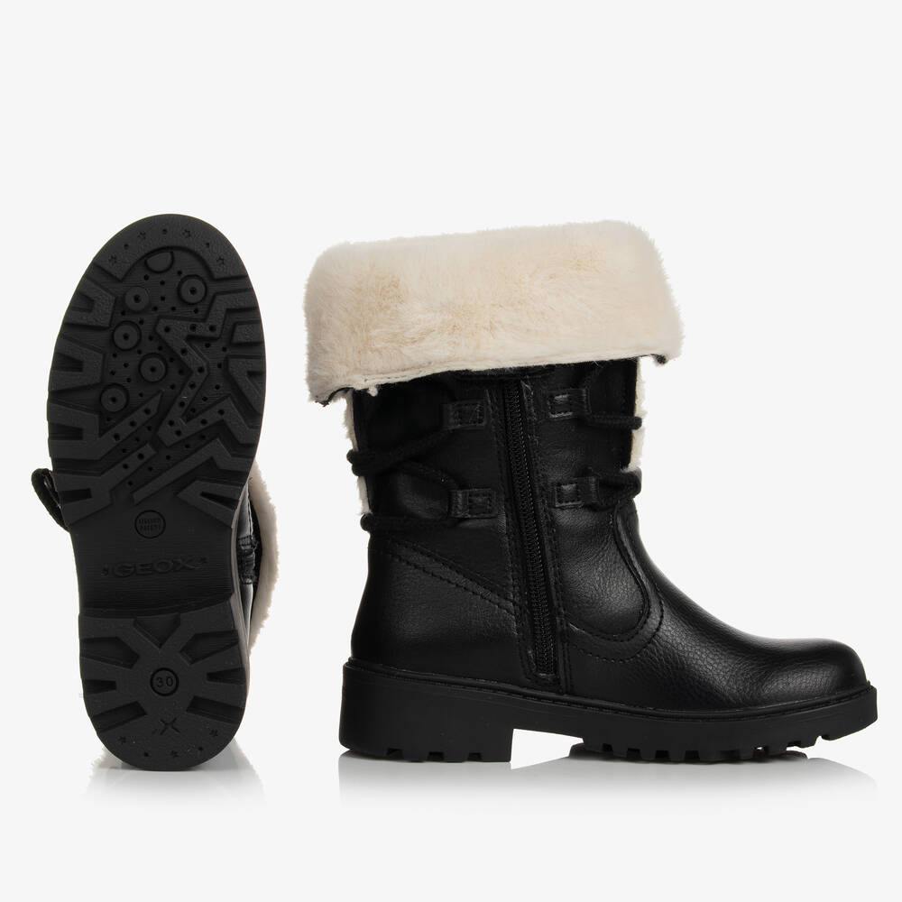 Geox-Girls Black Faux Leather Boots | Childrensalon Outlet