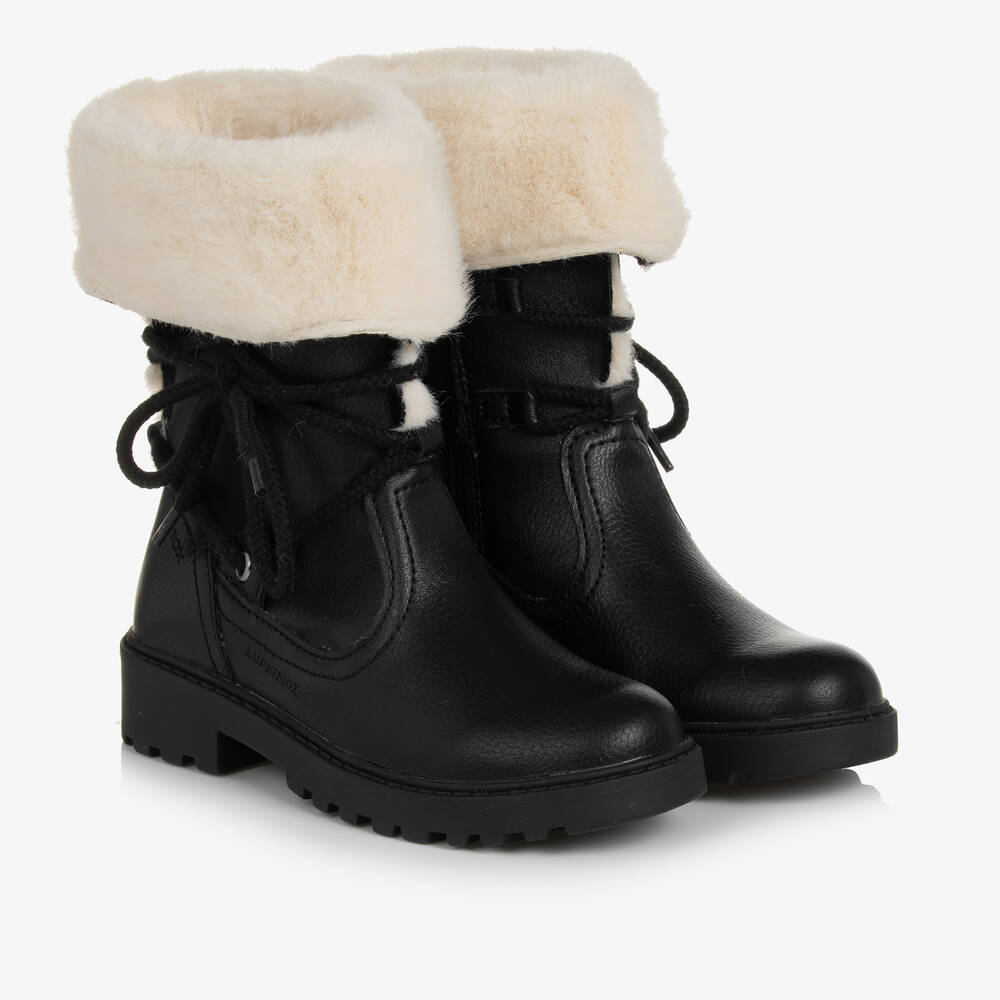 Geox - Girls Black Faux Leather Boots | Childrensalon