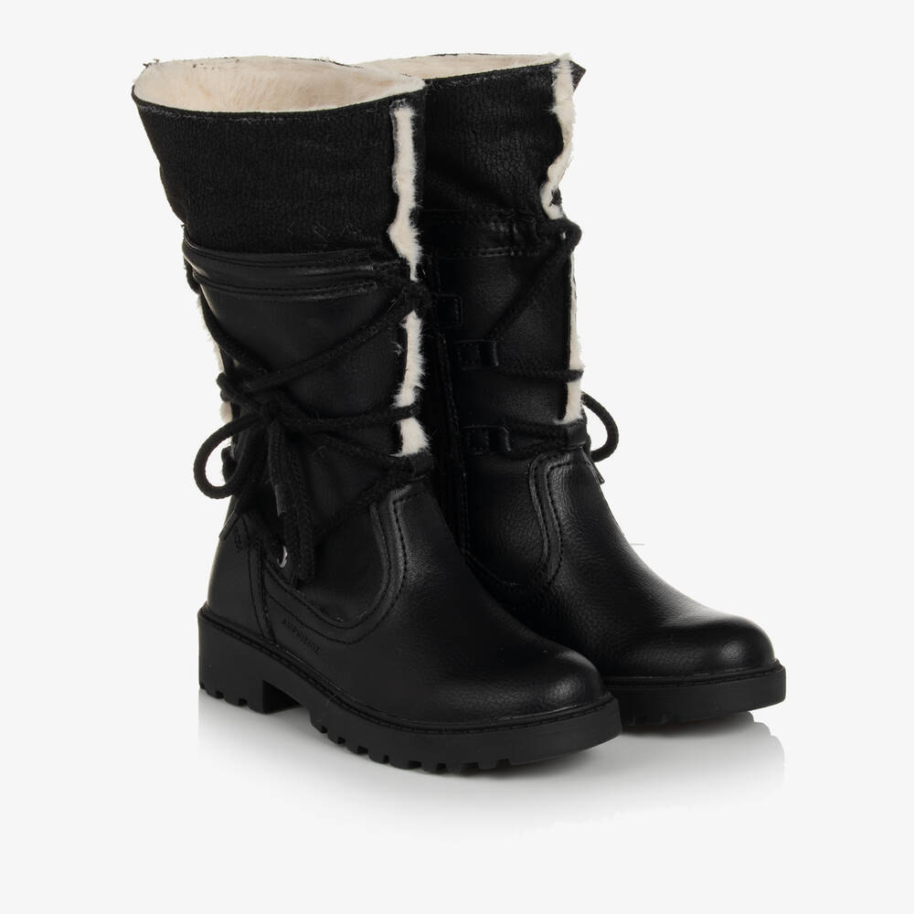 Geox-Girls Black Faux Leather Boots | Childrensalon Outlet