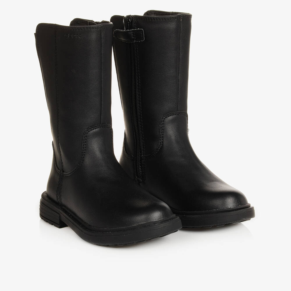 Geox - Girls Black Faux Leather Boots | Childrensalon