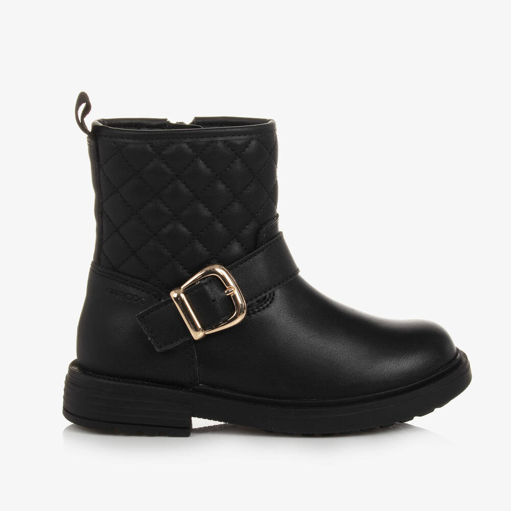 Geox Girls Black Faux Leather Boots Childrensalon Outlet