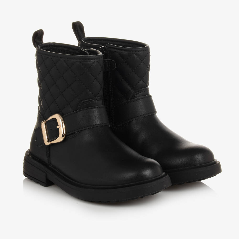 Geox - Bottines noires en simili cuir | Childrensalon