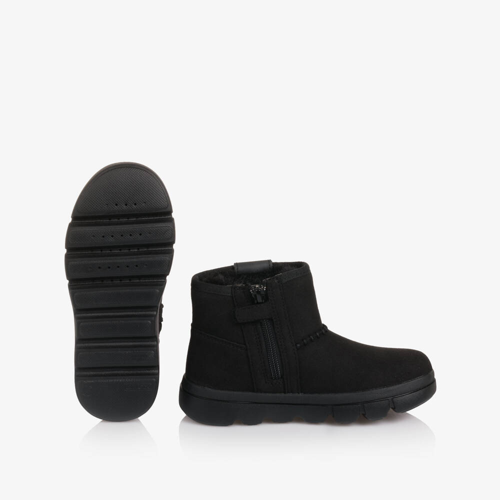 Geox-Girls Black Faux Suede Leather Boots | Childrensalon Outlet