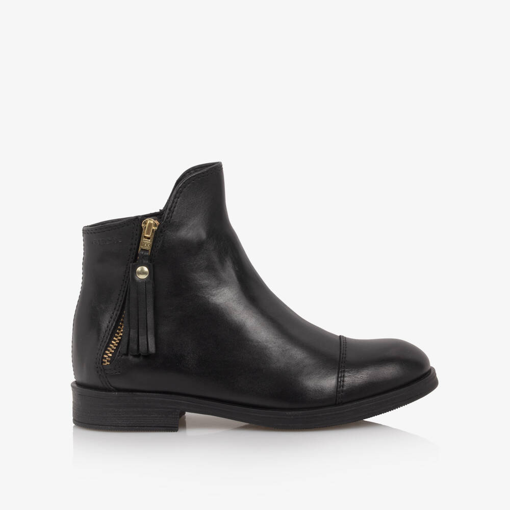 Geox-Girls Black Leather Zip-Up Ankle Boots | Childrensalon Outlet