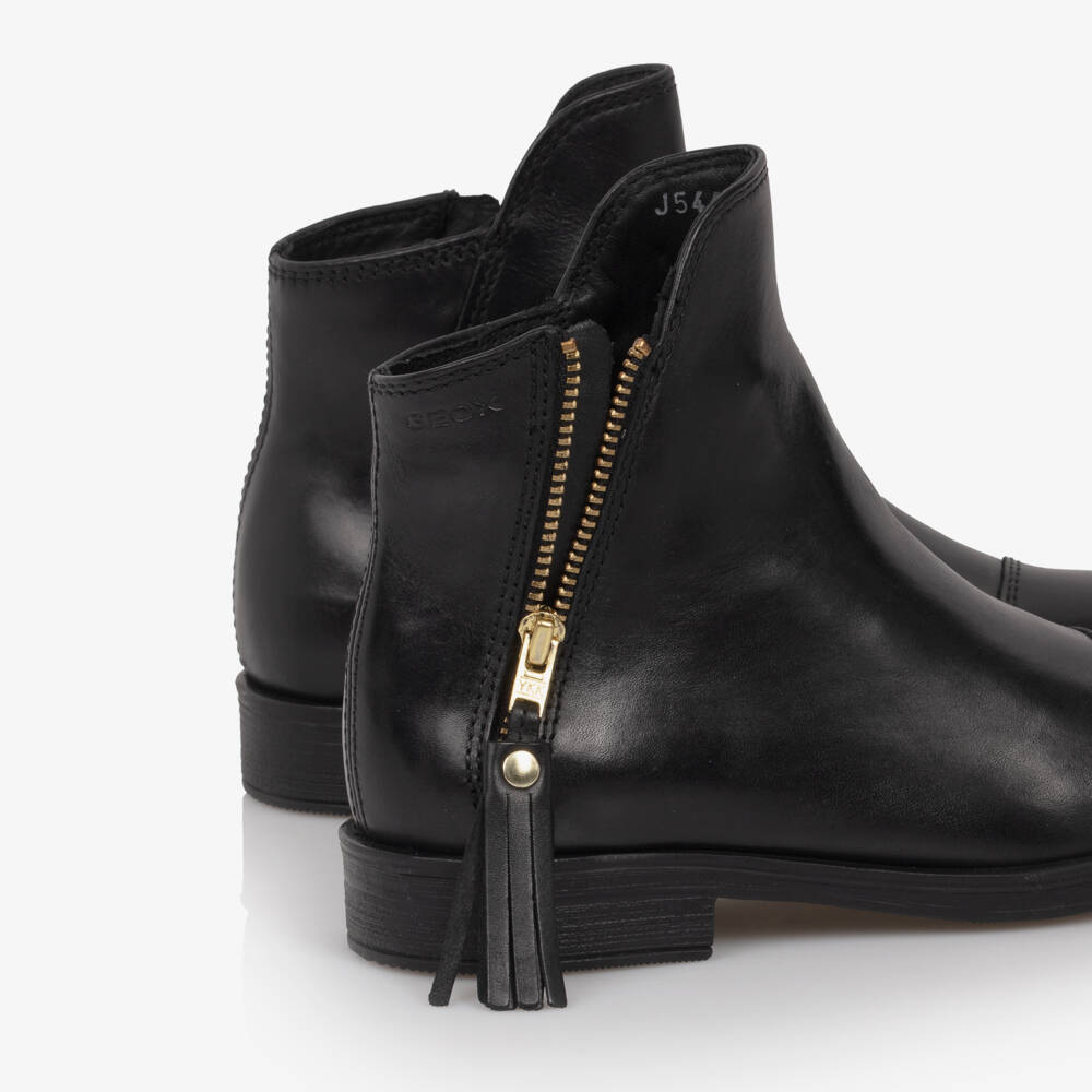 Geox-Girls Black Leather Zip-Up Ankle Boots | Childrensalon Outlet