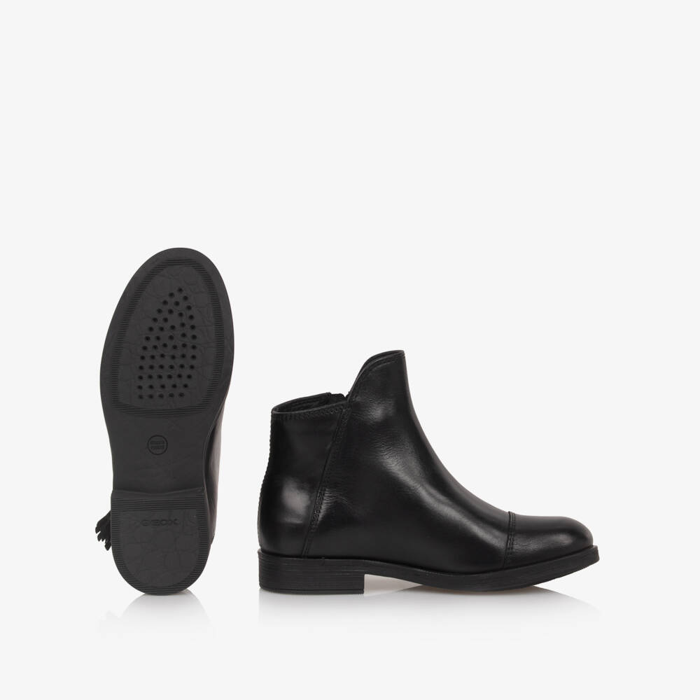 Geox-Girls Black Leather Zip-Up Ankle Boots | Childrensalon Outlet