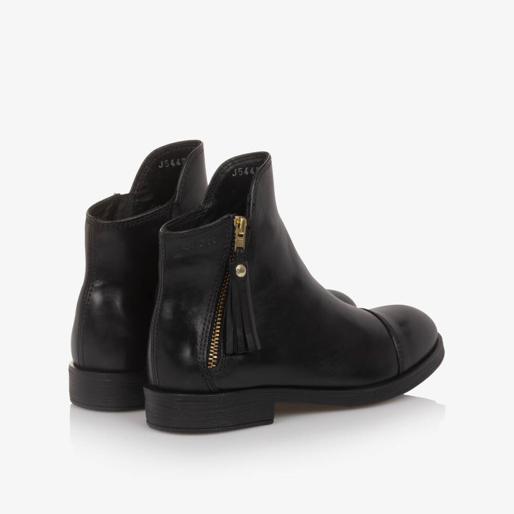 Geox-Girls Black Leather Zip-Up Ankle Boots | Childrensalon Outlet