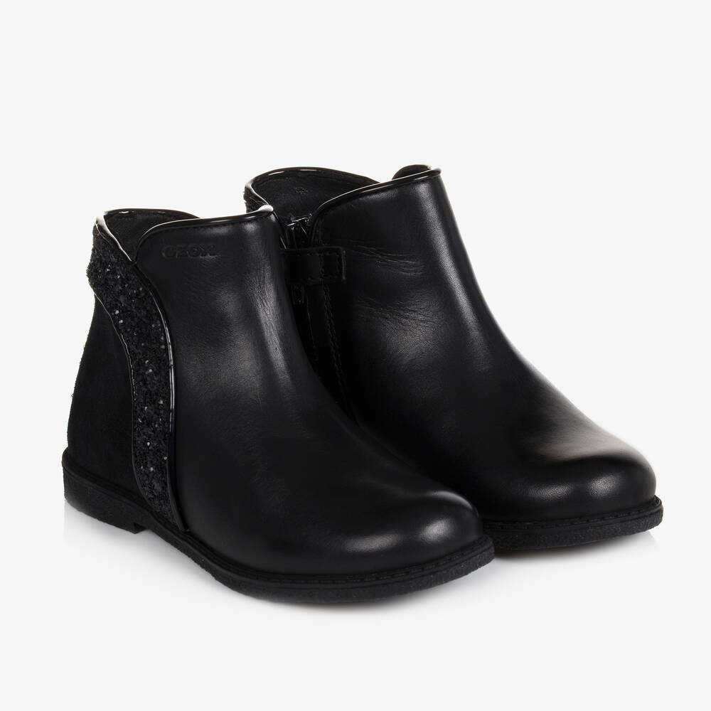 Geox - Черные кожаные ботинки для девочек | Childrensalon
