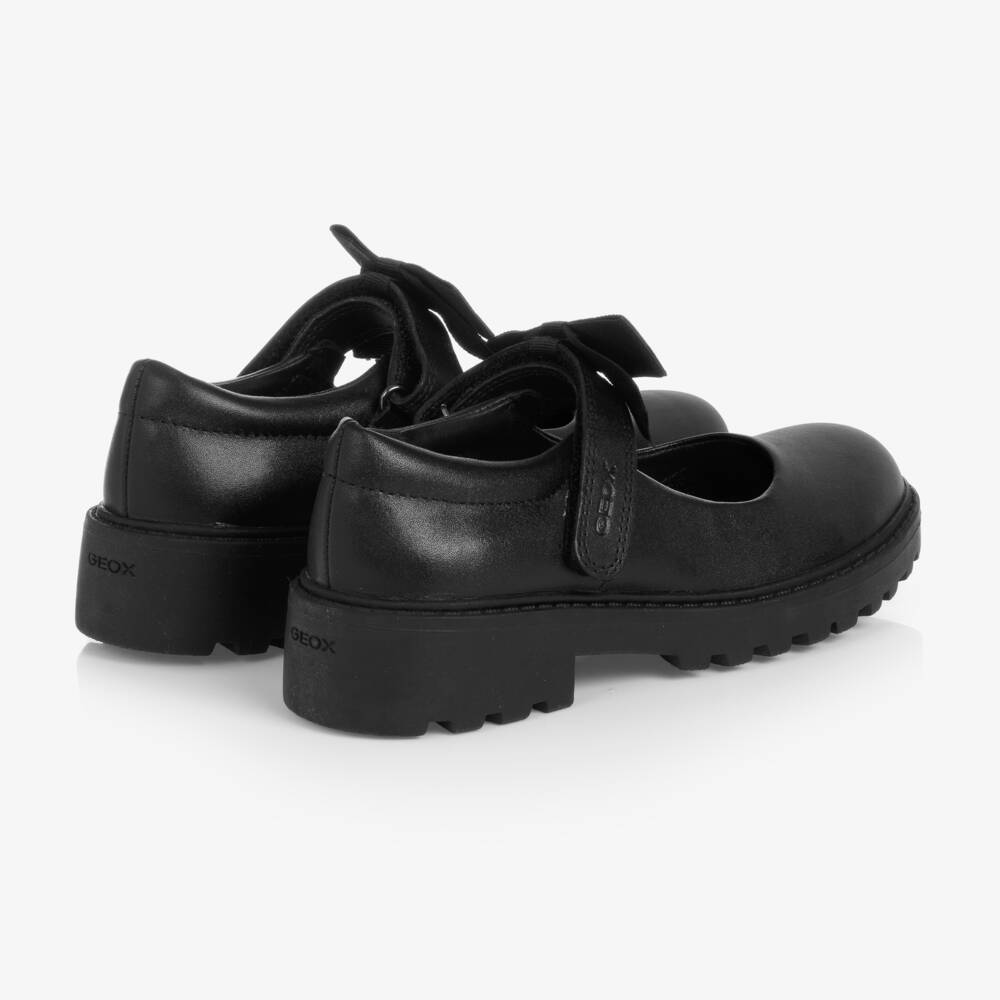 Geox-Girls Black Leather Bow Shoes | Childrensalon Outlet