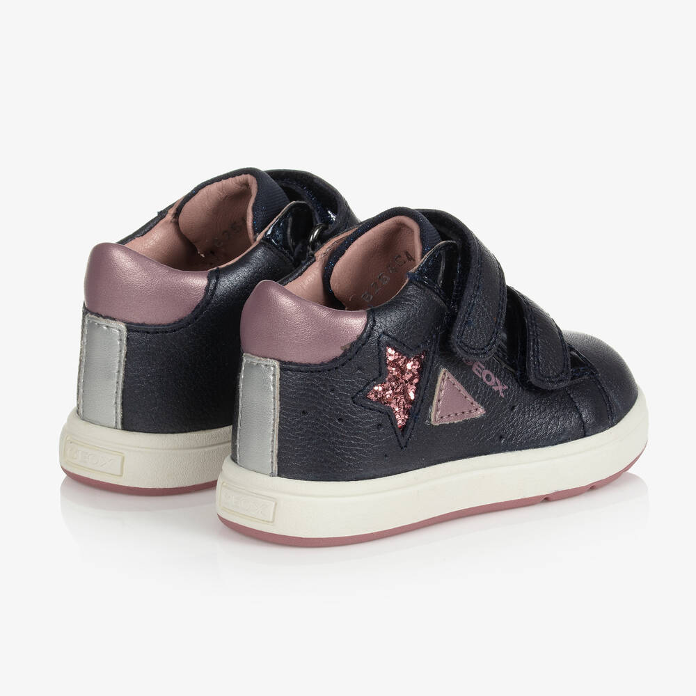 Geox-Girls Blue Leather Trainers | Childrensalon Outlet