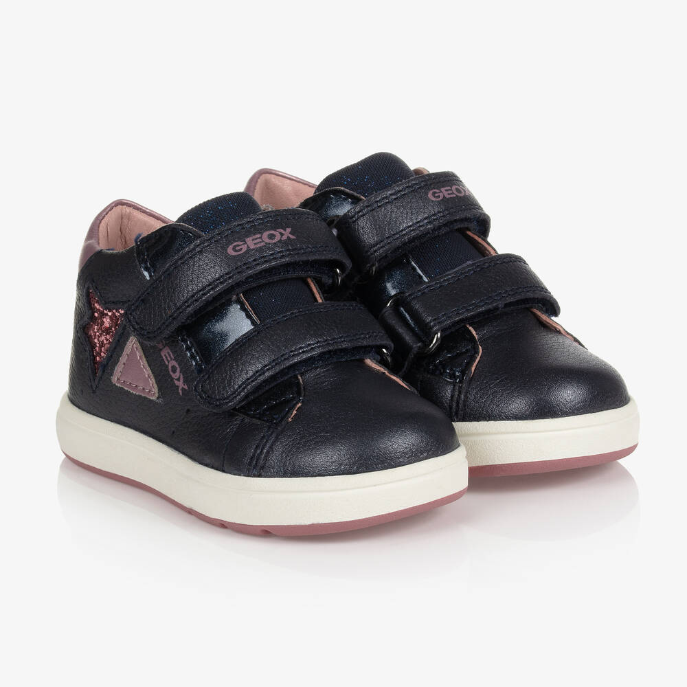 Geox - Girls Blue Leather Trainers | Childrensalon